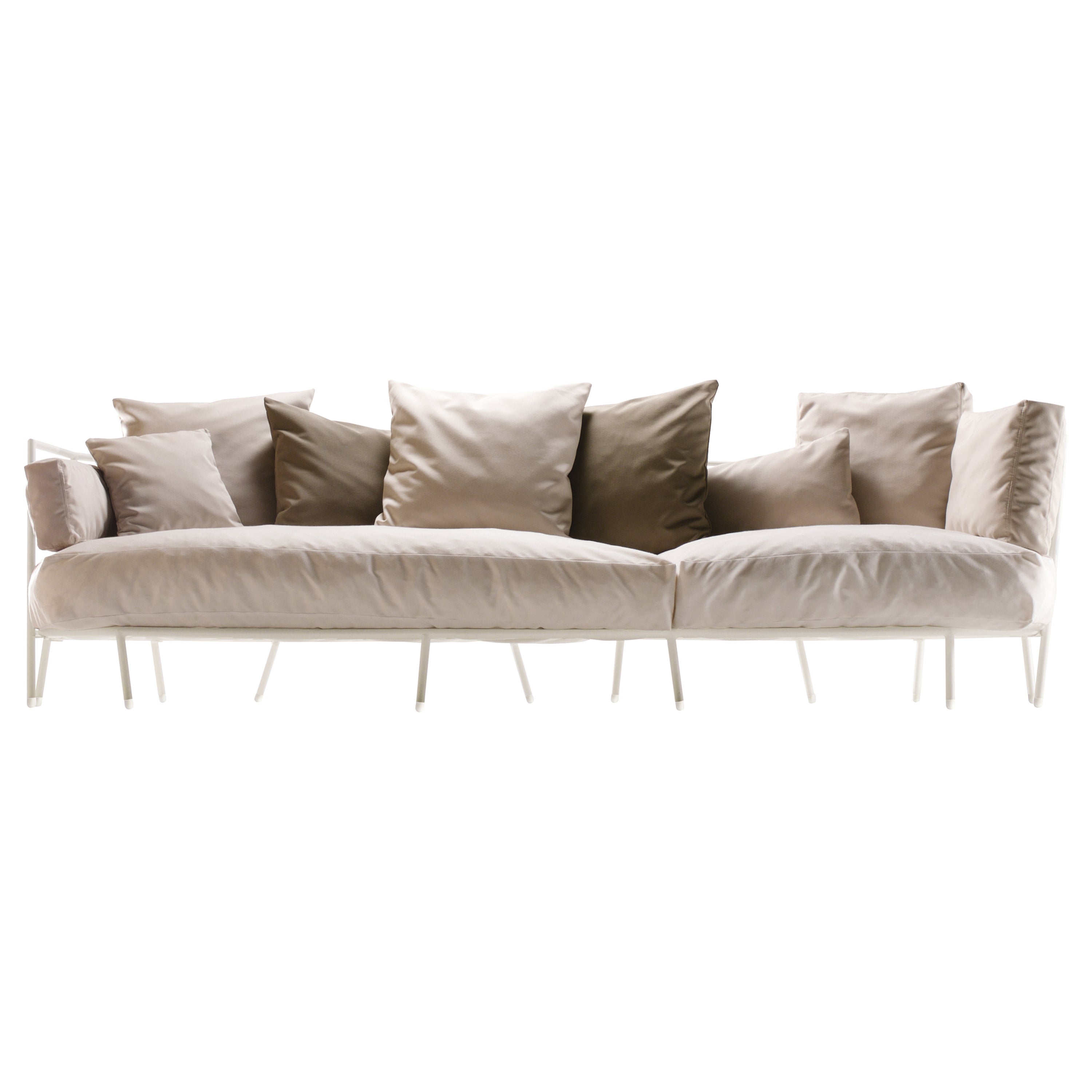 Alias 372_O Dehors Outdoor 3-Sitzer-Sofa mit Polsterung und weiß lackiertem Rahmen