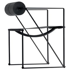 Alias 602 Seconda Chair with Arms in Black Steel Sheet Seat and Lacquered Frame