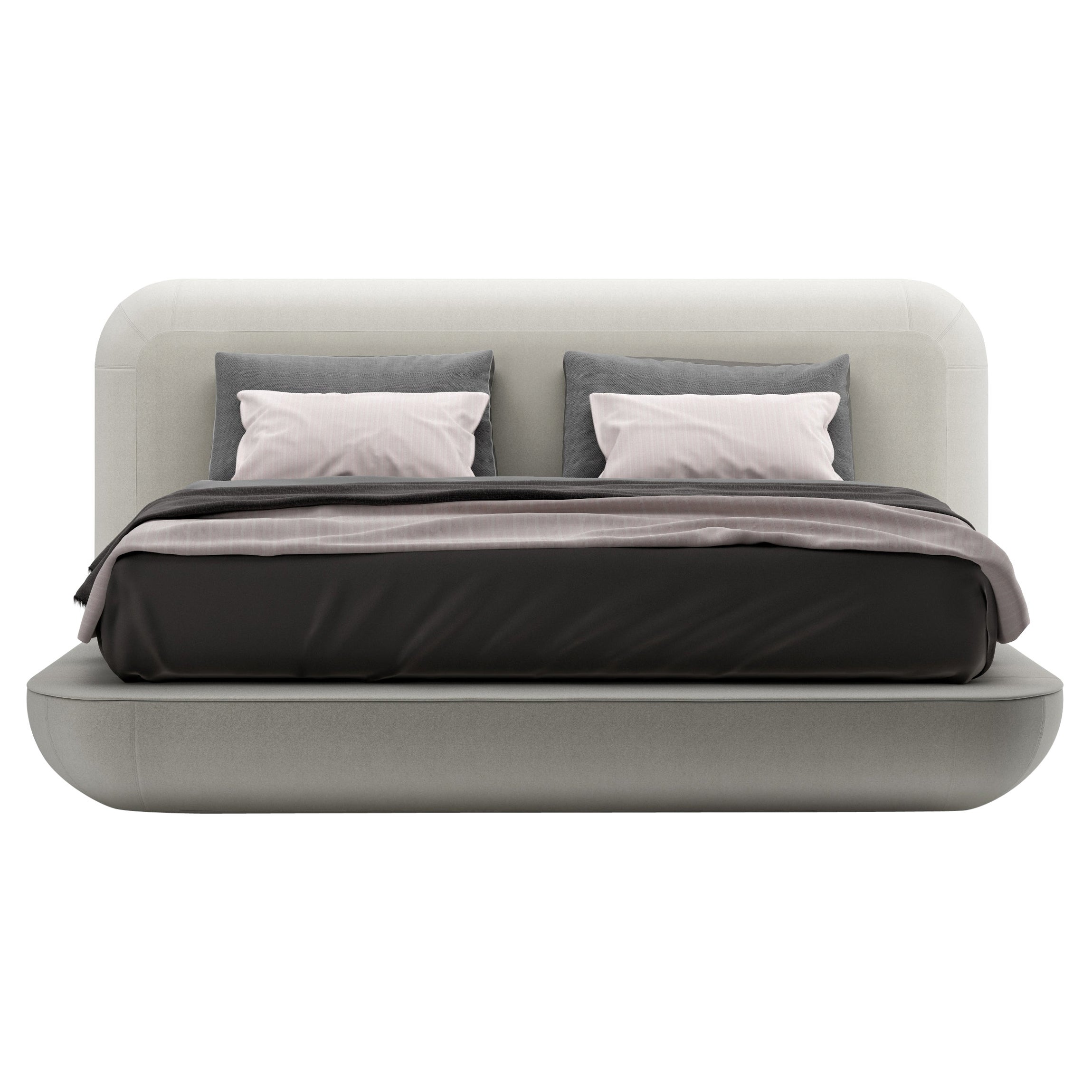 Petit lit Okome avec tête de lit tapissé en blanc Alias 28A de Nendo en vente