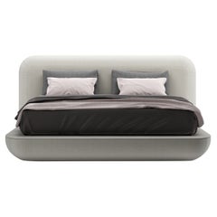 Alias 28A Large Okome Bed with Headboard Upholstered in White by Nendo