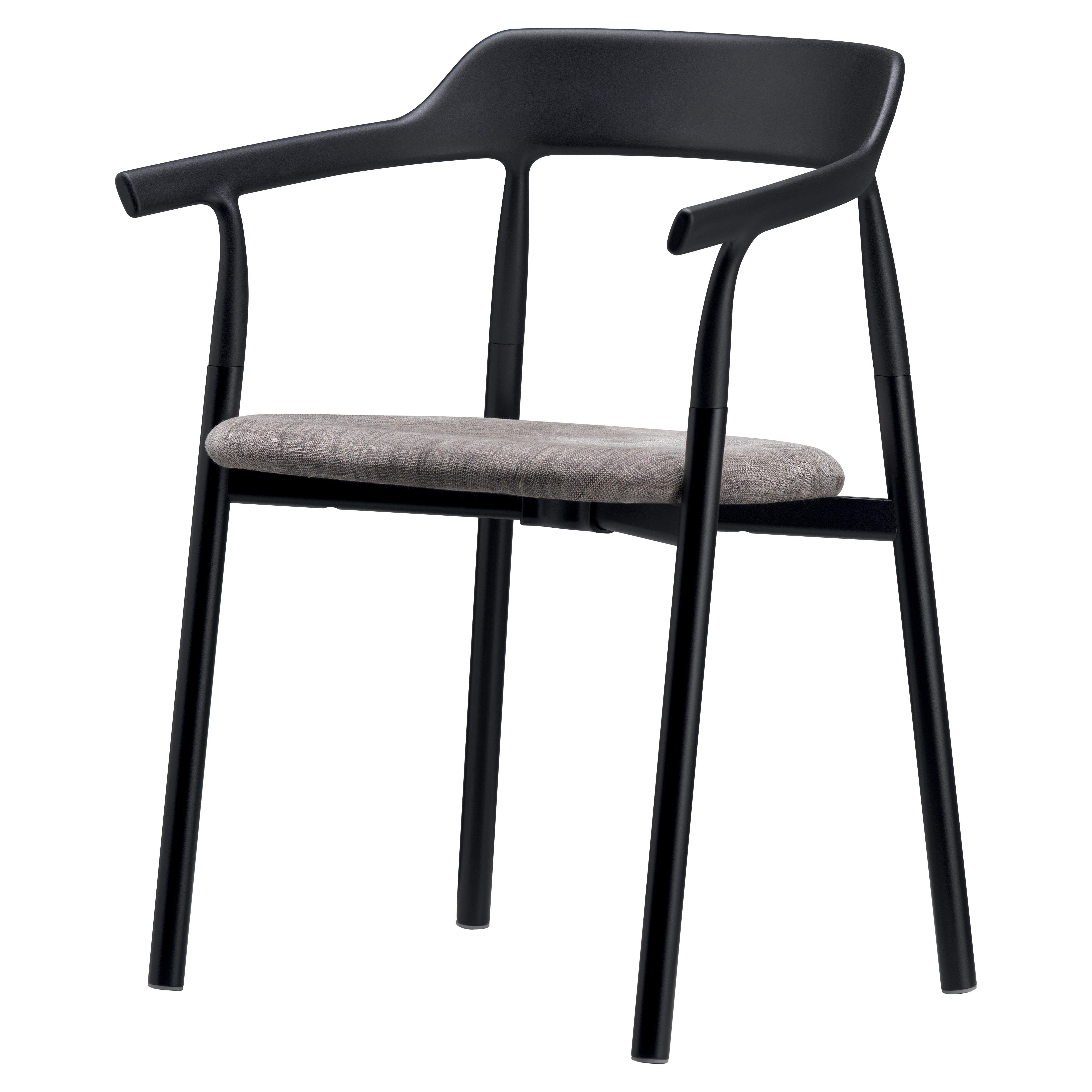 Alias 10E Twig Comfort Chair in Brown Upholstery and Black Lacquered Steel Frame For Sale