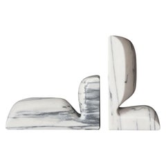 Christophe Delcourt White Antico Marble 'Slo' Book Ends, Collection Particulière
