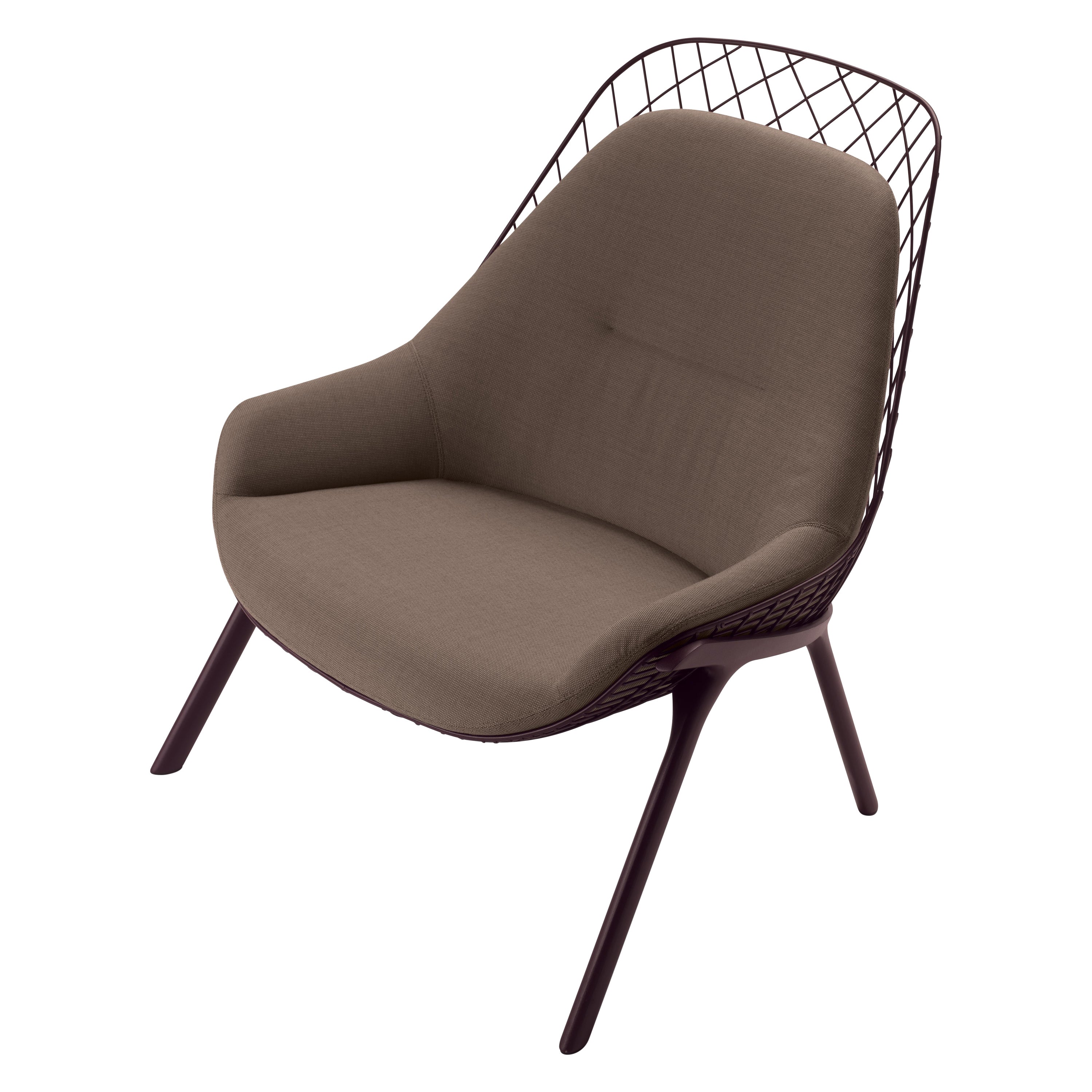 Alias 035 Gran Kobi Outdoor Armchair with Brown Pad and Lacquered Aluminum Frame For Sale