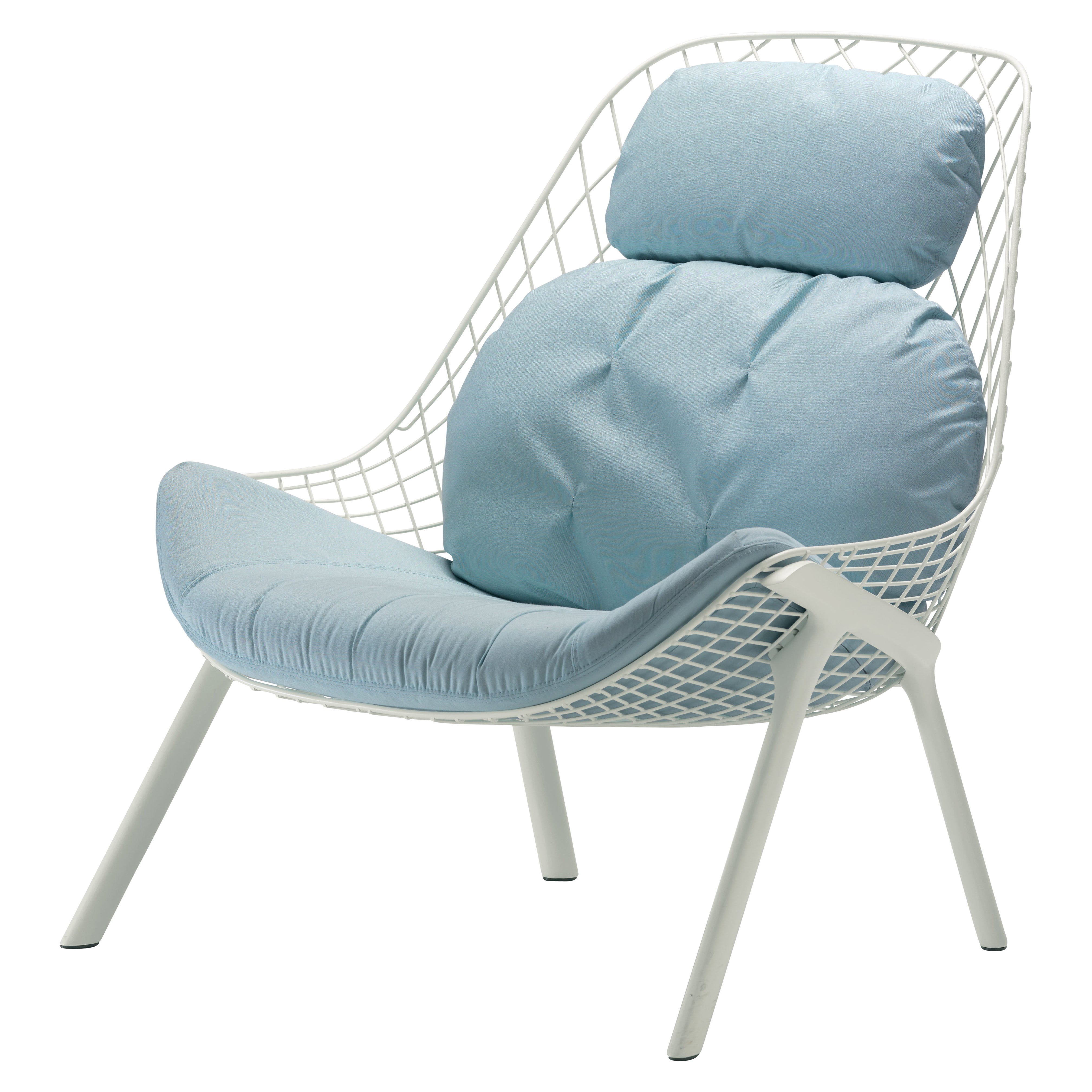 Alias 035 Gran Kobi Outdoor Armchair with Pad and White Lacquered Aluminum Frame
