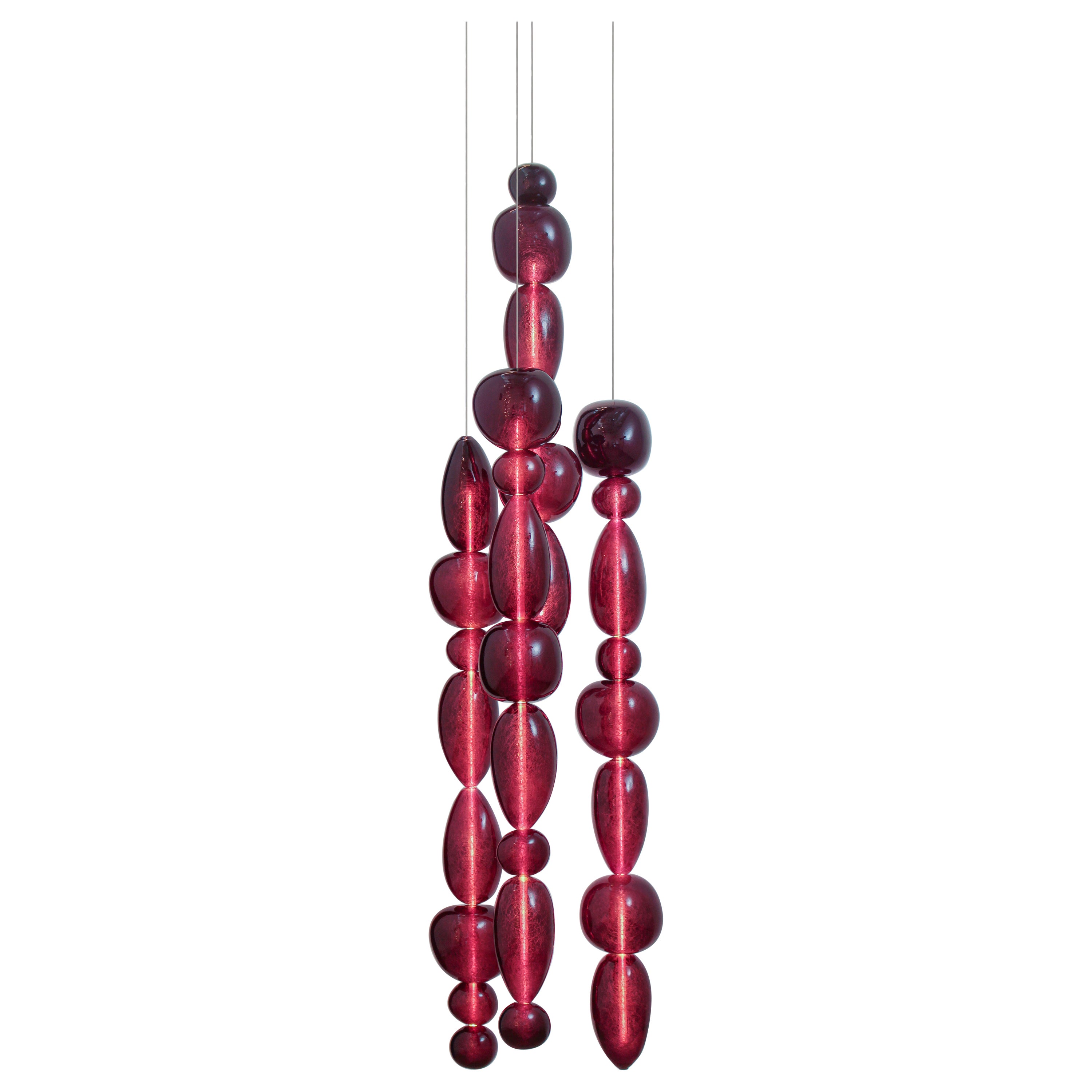 Chavana Contemporary Glass Pendant Light in Plum by Concept Verre For Sale