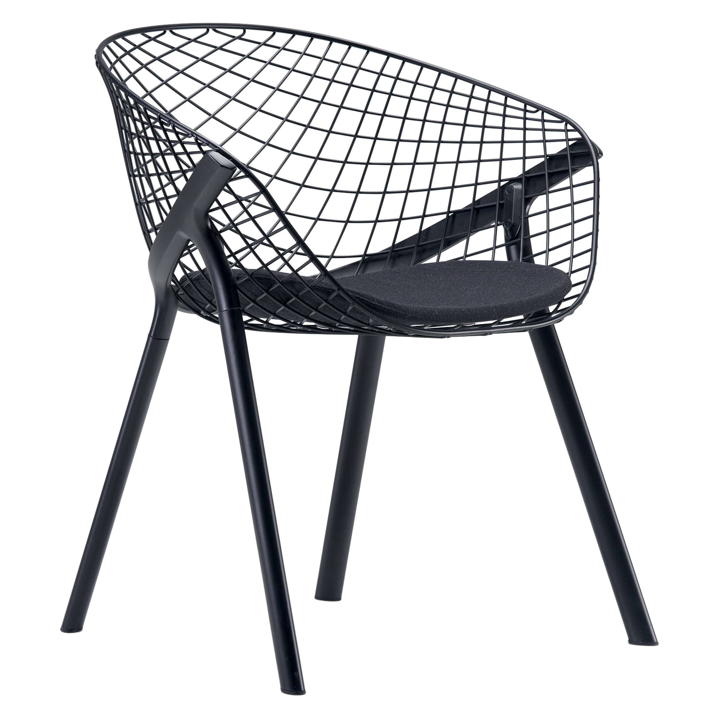 Alias 040 Kobi Chair with Small Pad in Black Lacquered Aluminum Frame For Sale