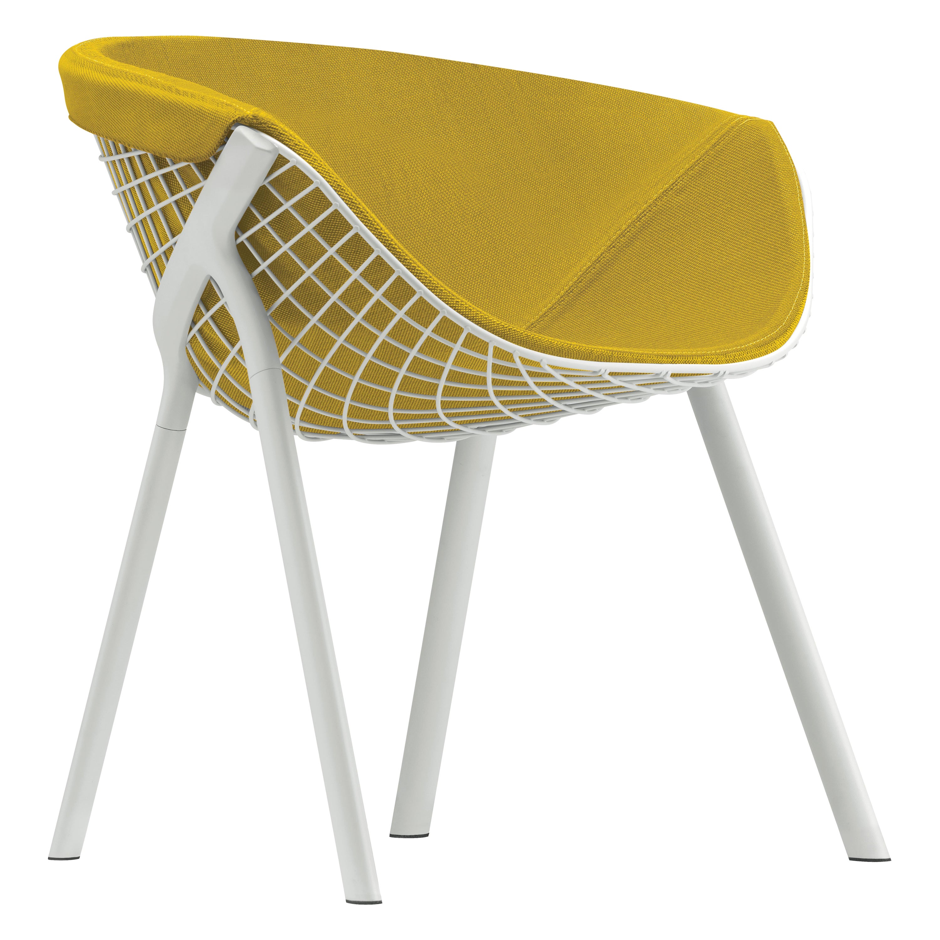Alias 040 Kobi Chair with Large Pad in Yellow and White Lacquered Aluminum Frame For Sale