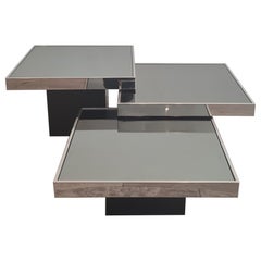 Chromed Mirrored Coffee Tables from Cidue, Set of 3, Willy Rizzo