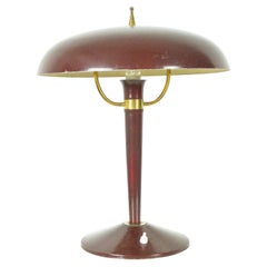 Italian Burgundy Metal & Brass 1950s Table Lamp