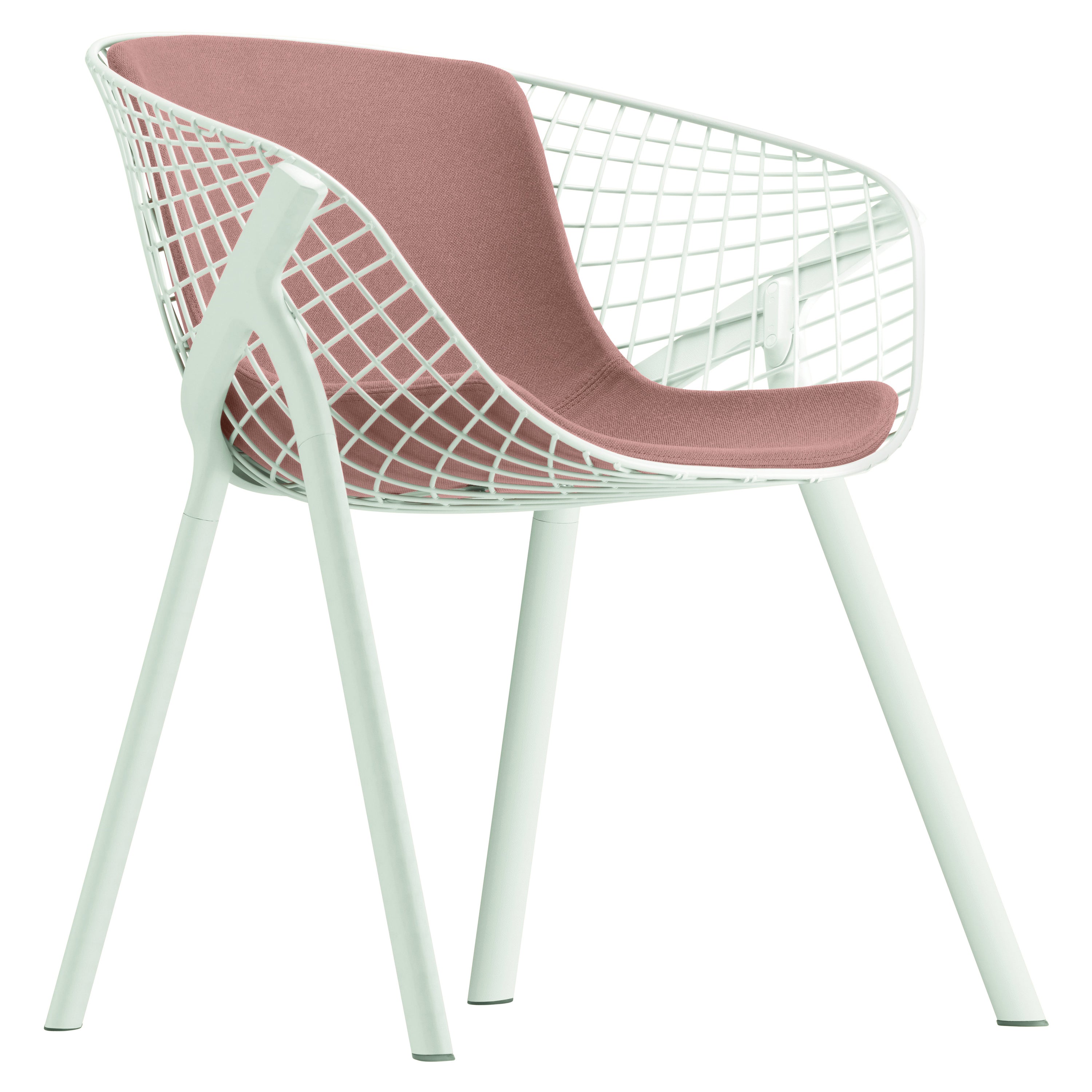 Alias 040 Kobi Chair with Medium Pad in Cream & White Lacquered Aluminum Frame