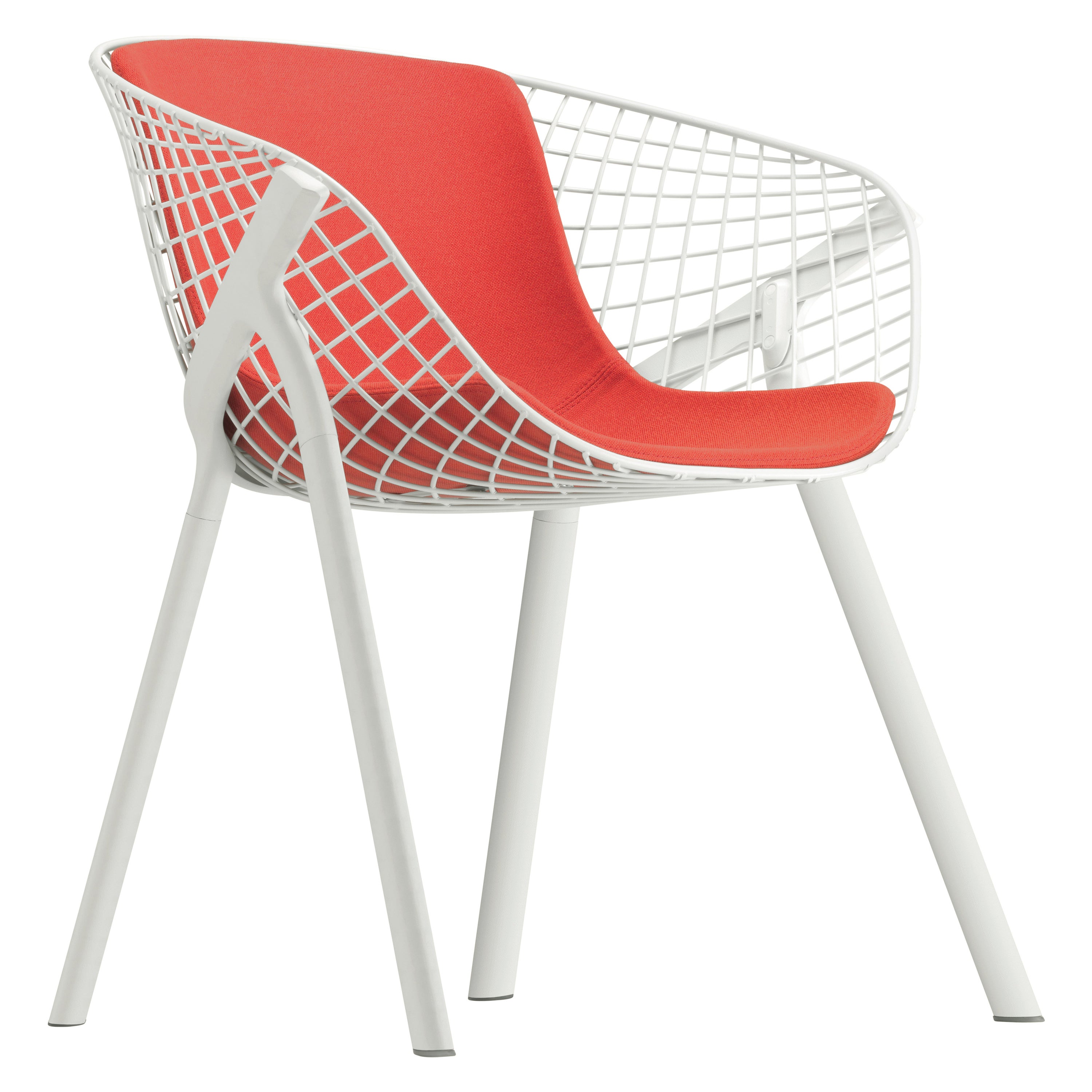 Alias 040 Kobi-Stuhl mit mittelgroßer Polsterung aus orange-weiß lackiertem Aluminiumrahmen