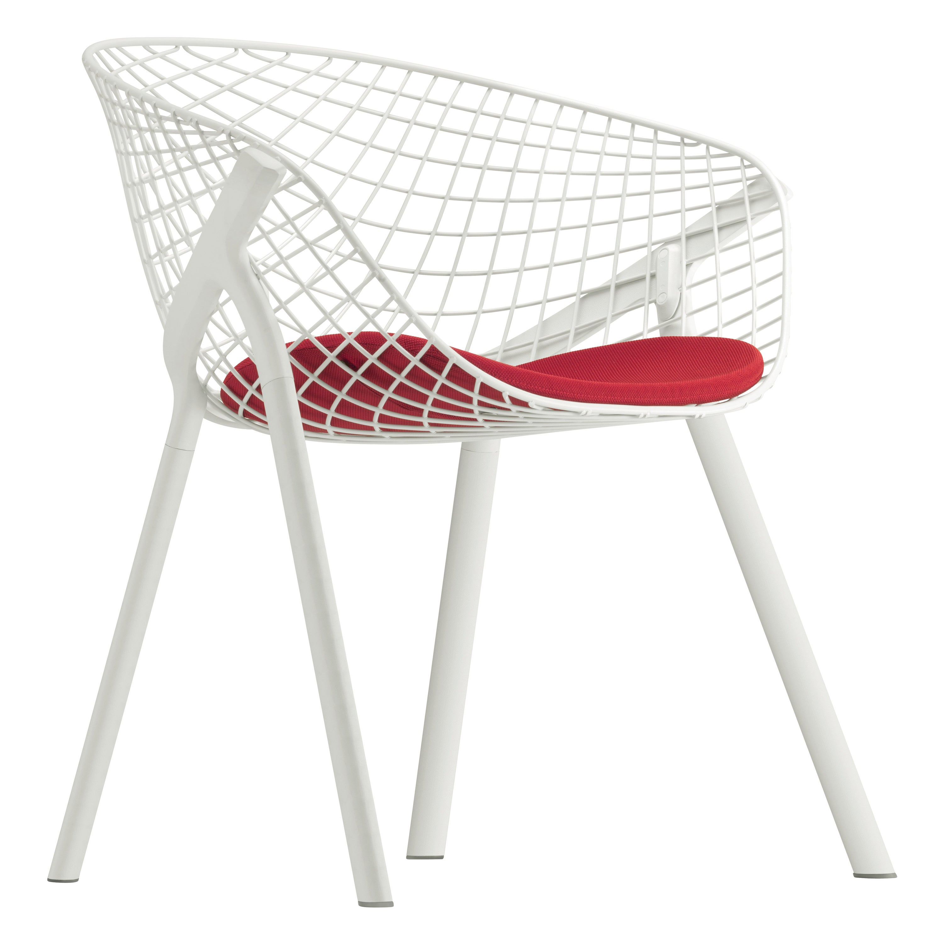 Alias 040 Kobi Chair with Small Pad in Red and White Lacquered Aluminum Frame For Sale