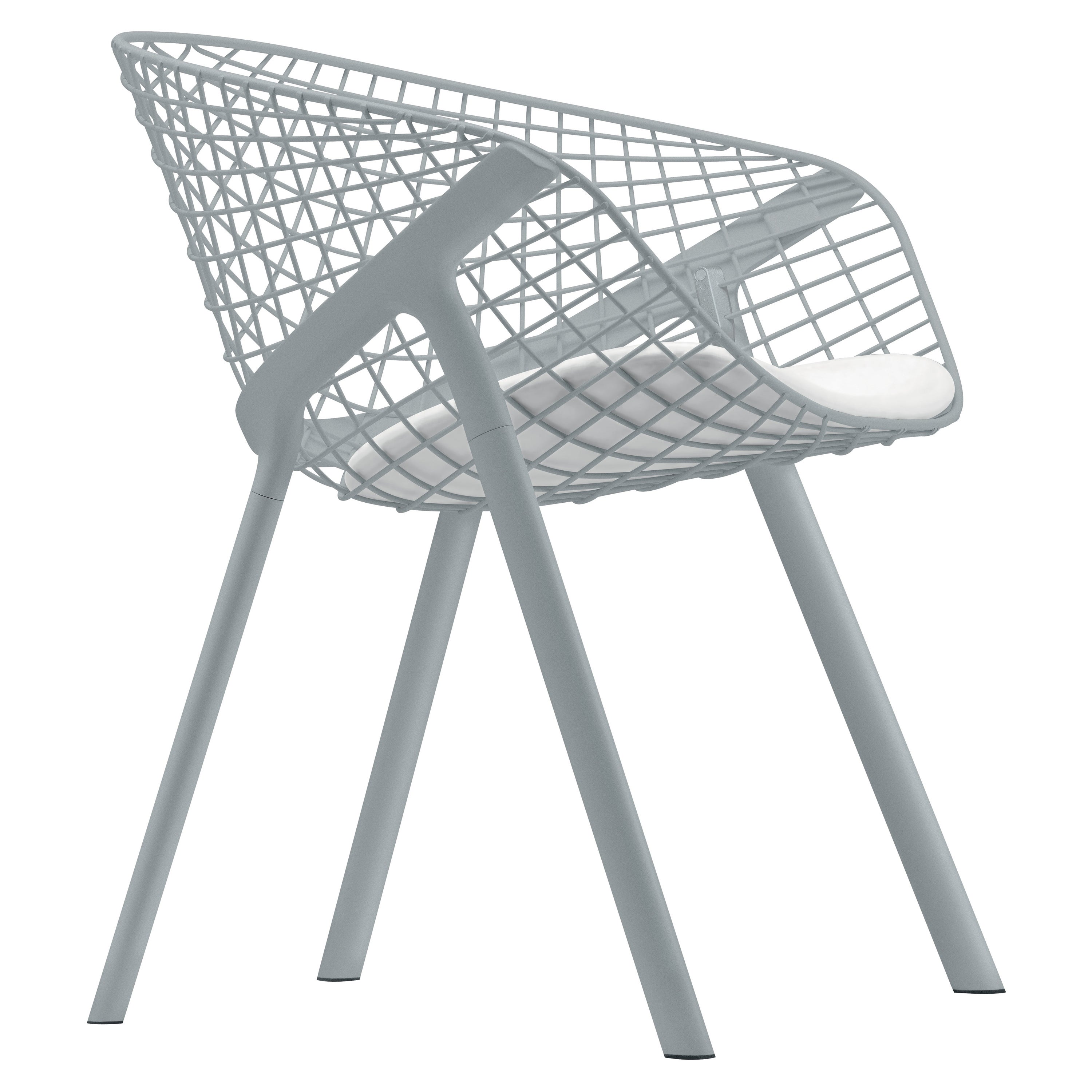 Alias 040 Kobi Chair with Small Pad in White and Grey Lacquered Aluminum Frame For Sale