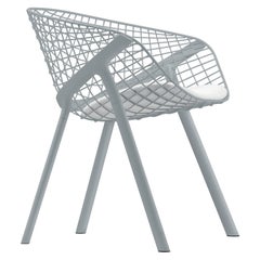 Alias 040 Kobi Chair with Small Pad in White and Grey Lacquered Aluminum Frame