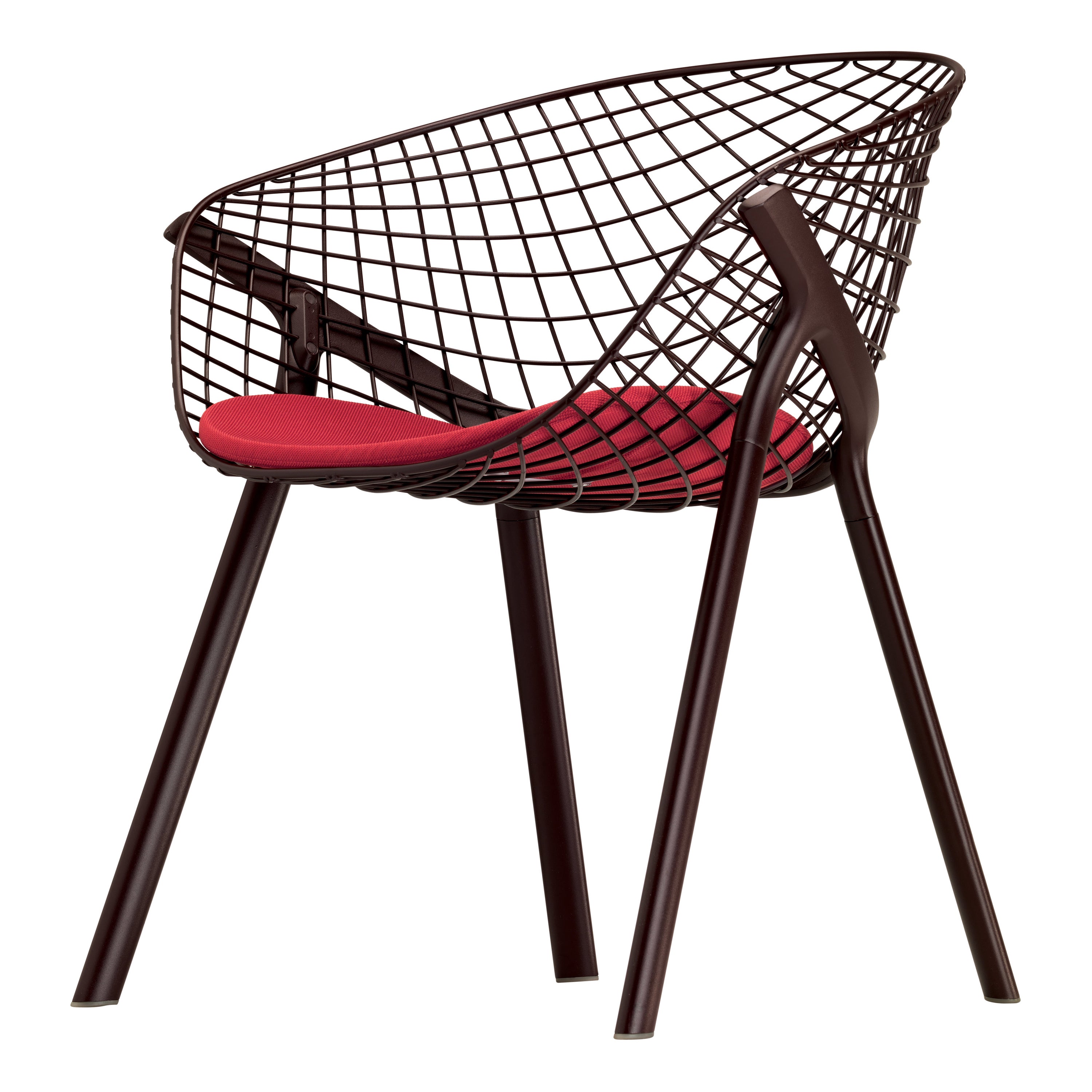 Alias 040 Kobi Chair w/ Small Pad in Red and Aubergine Lacquered Aluminum Frame For Sale