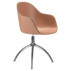 Alias 07A New Lady Armhair in Leather Seat and Polished Aluminum Frame