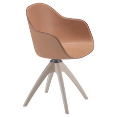 Alias 07B New Lady Wood Armchair in Leather Seat and Natural Oak Frame