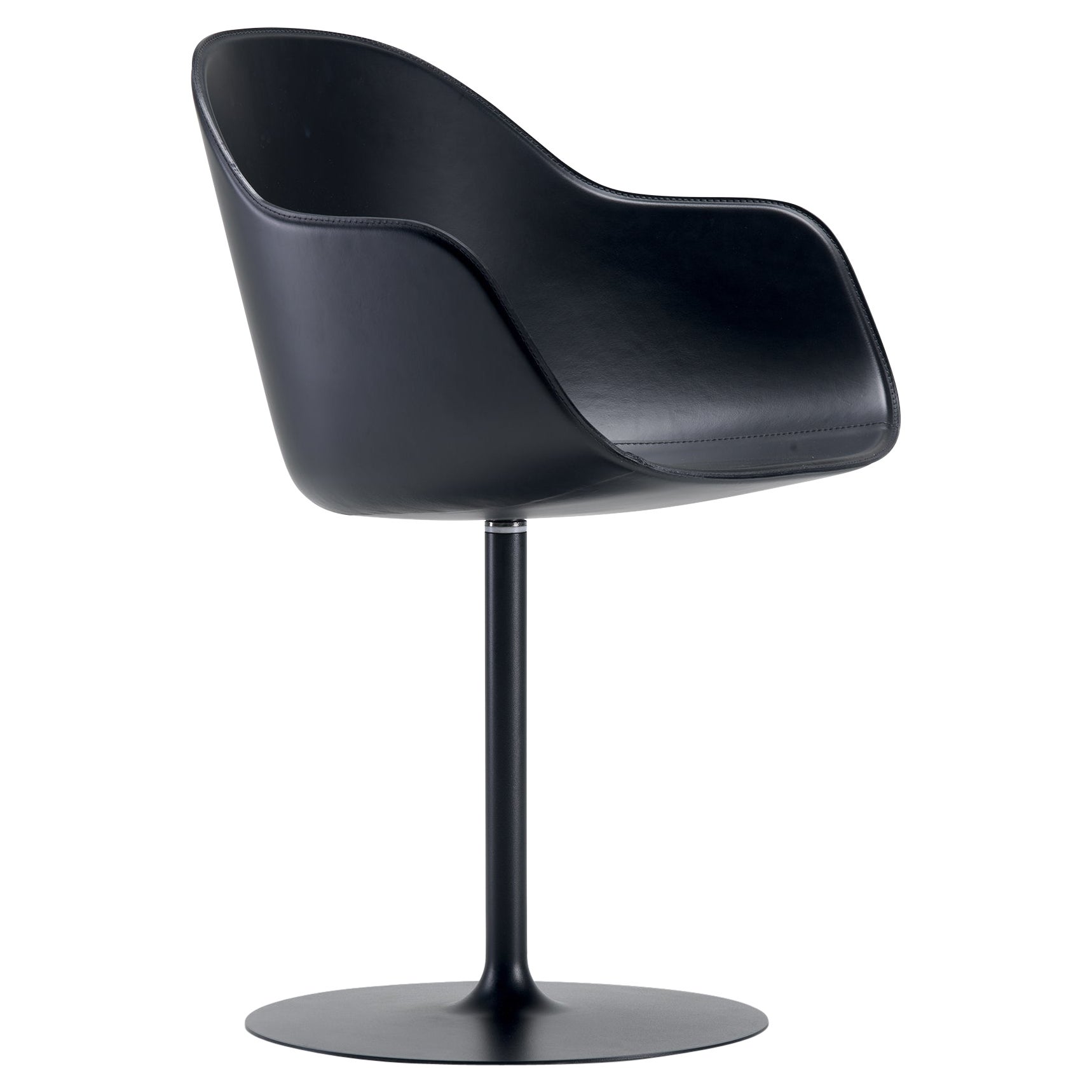 Alias 07D New Lady Calyx Chair in Black Leather Seat and Lacquered Steel Frame For Sale