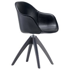 Alias 07F New Lady Soft Wood Chair in Black Leather Seat and Ash Grey Oak Frame