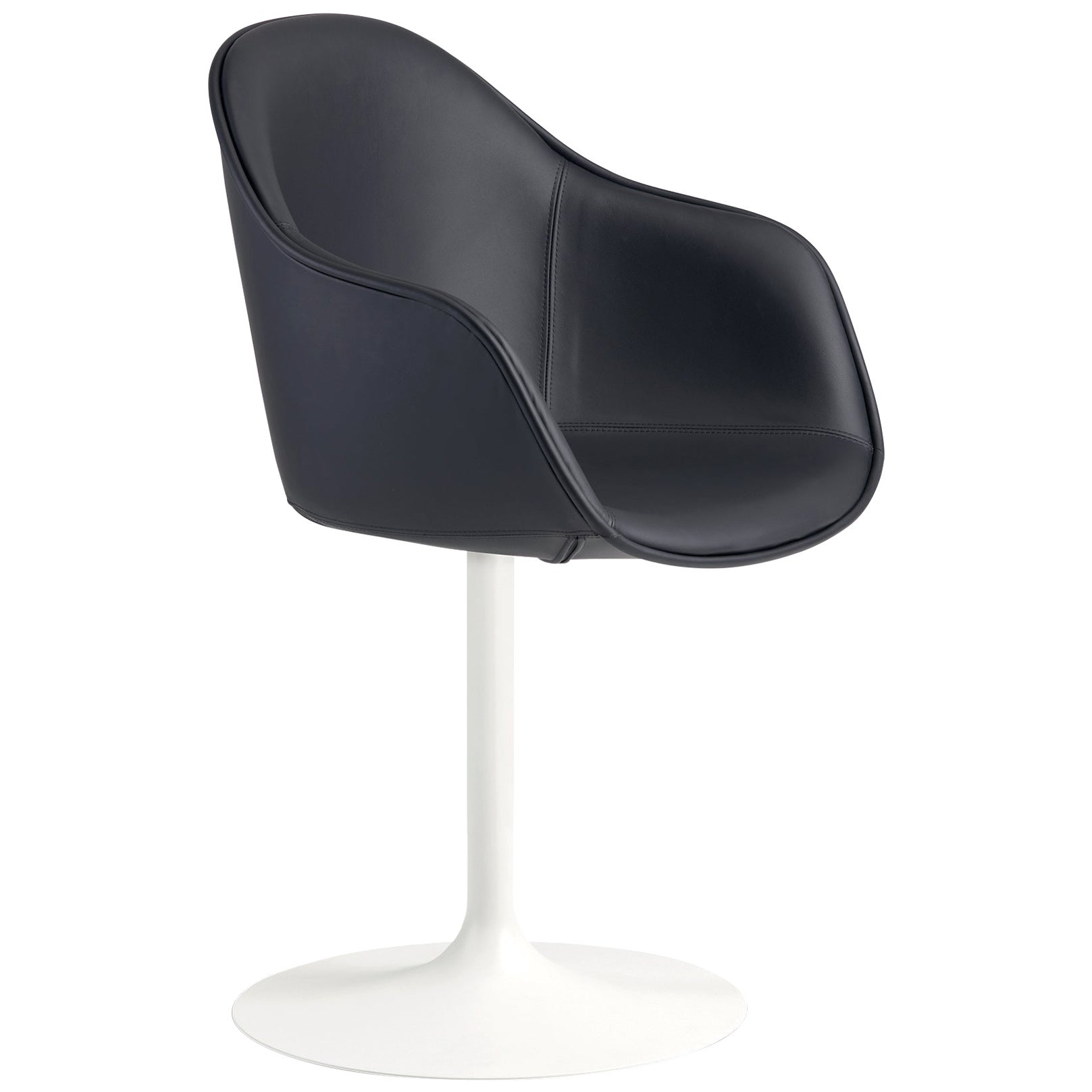 Alias 07G Sedia New Lady Soft Calyx con sedile nero e struttura in acciaio laccato bianco