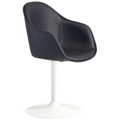 Alias 07G New Lady Soft Calyx Chair in Black Seat & White Lacquered Steel Frame