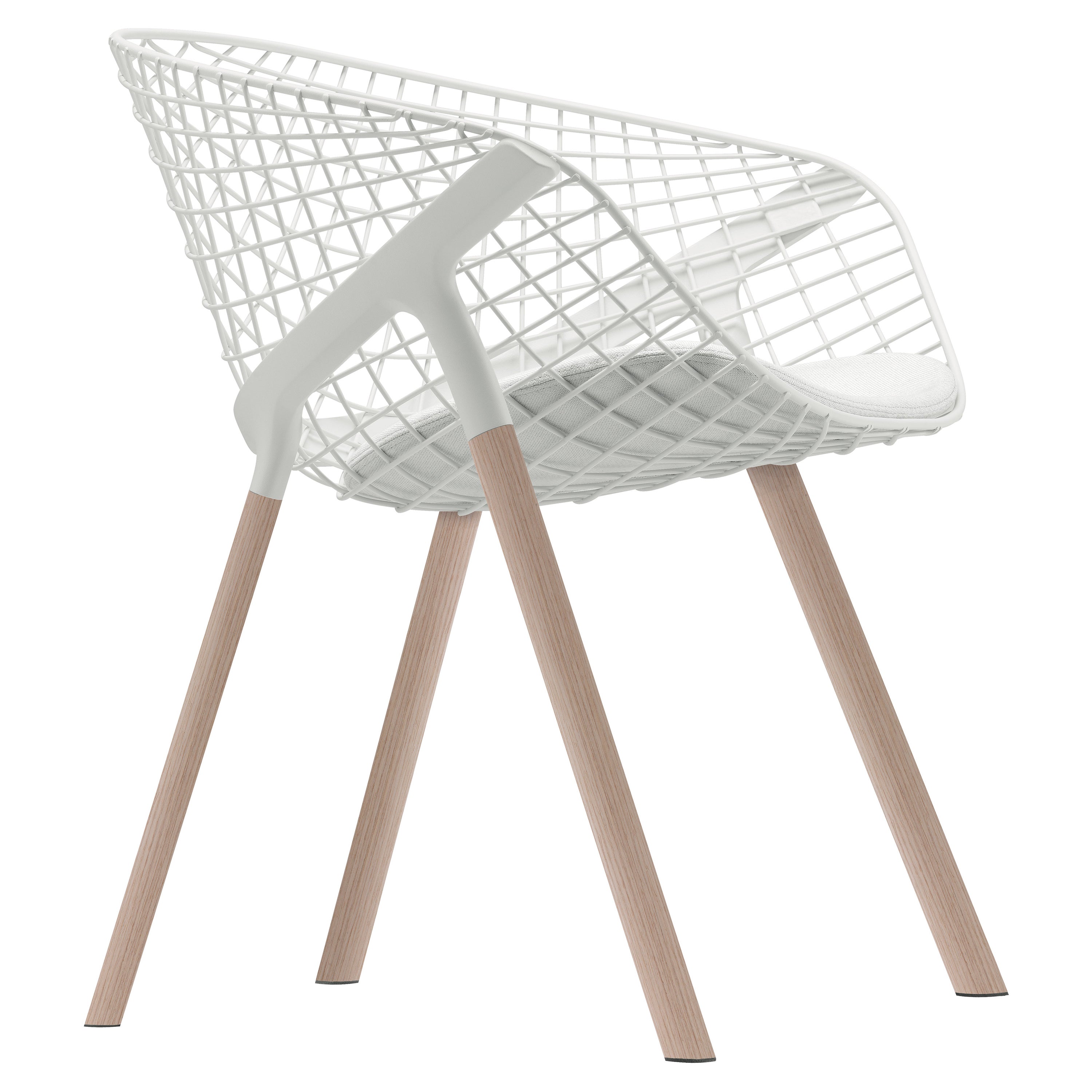 Alias 041 Chaise Kobi avec petit coussin en laqué blanc et cadre en chêne naturel