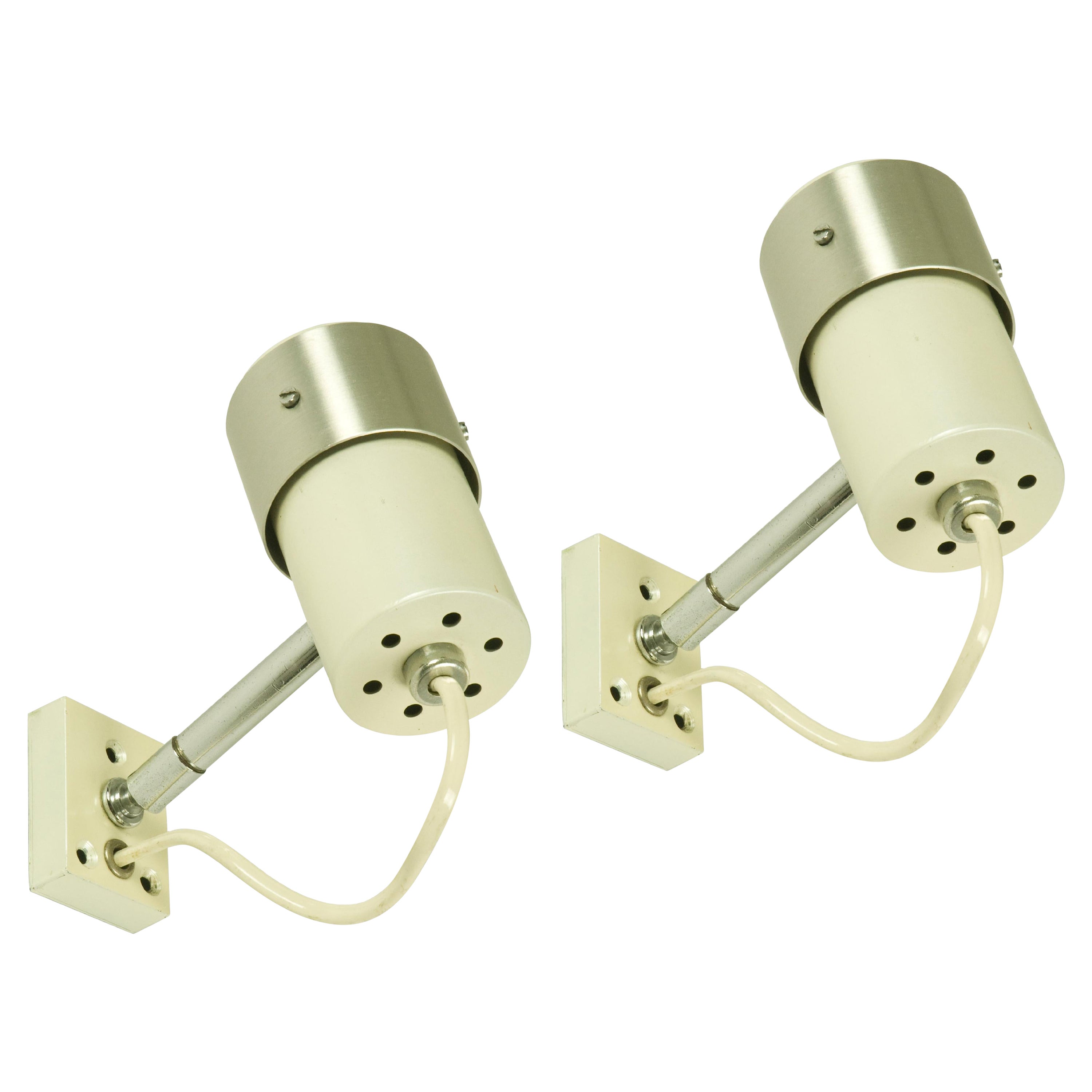 Chrome Plated & White Painted Metal 1960s B549 Wall Lights by Candle, Set of 2 For Sale