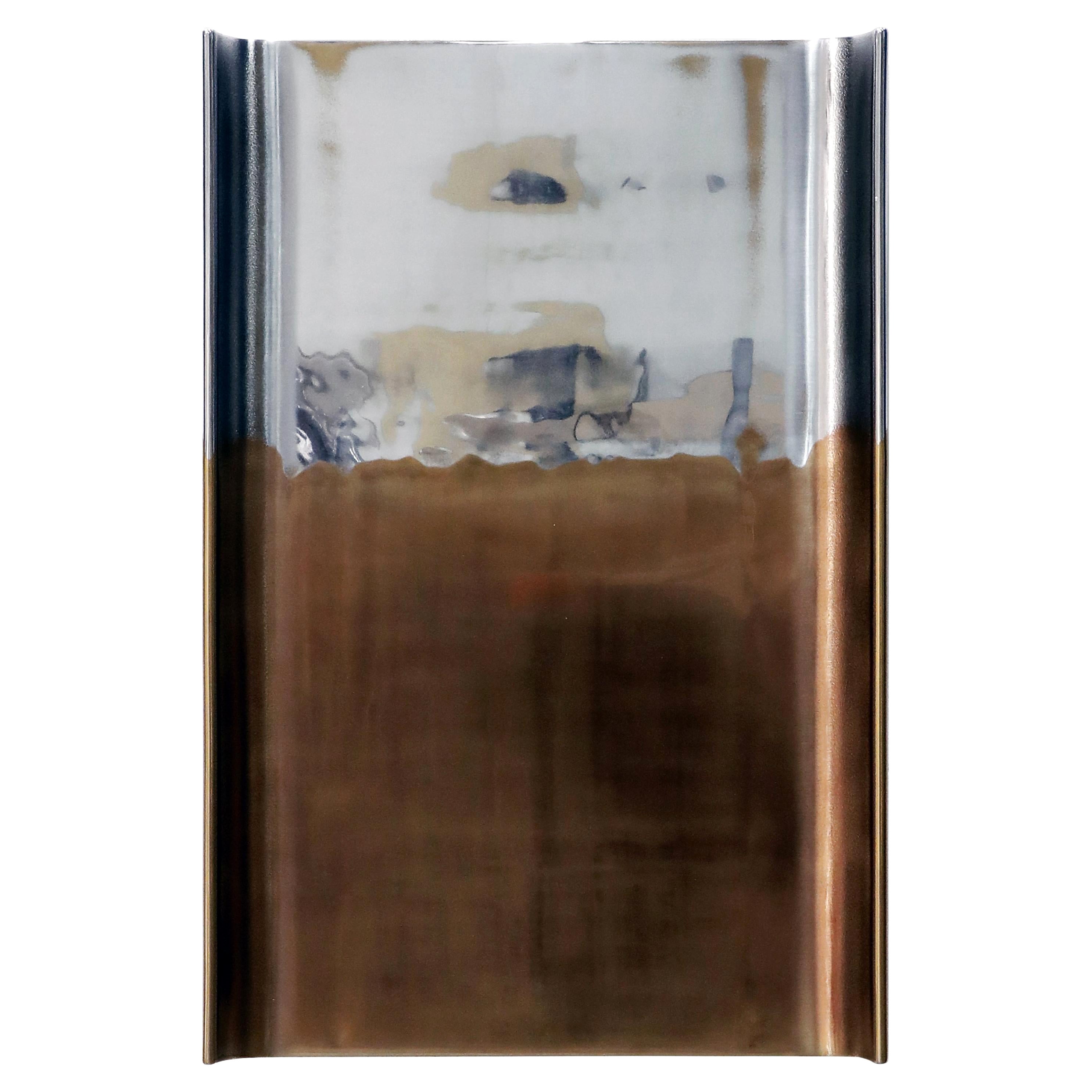 Marcin Rusak, Merging Metals Wallhanging Mirror 90-1, Zinc/Bronze Finish