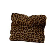 Decorative Pillow in Leopard Skin and Black Wool