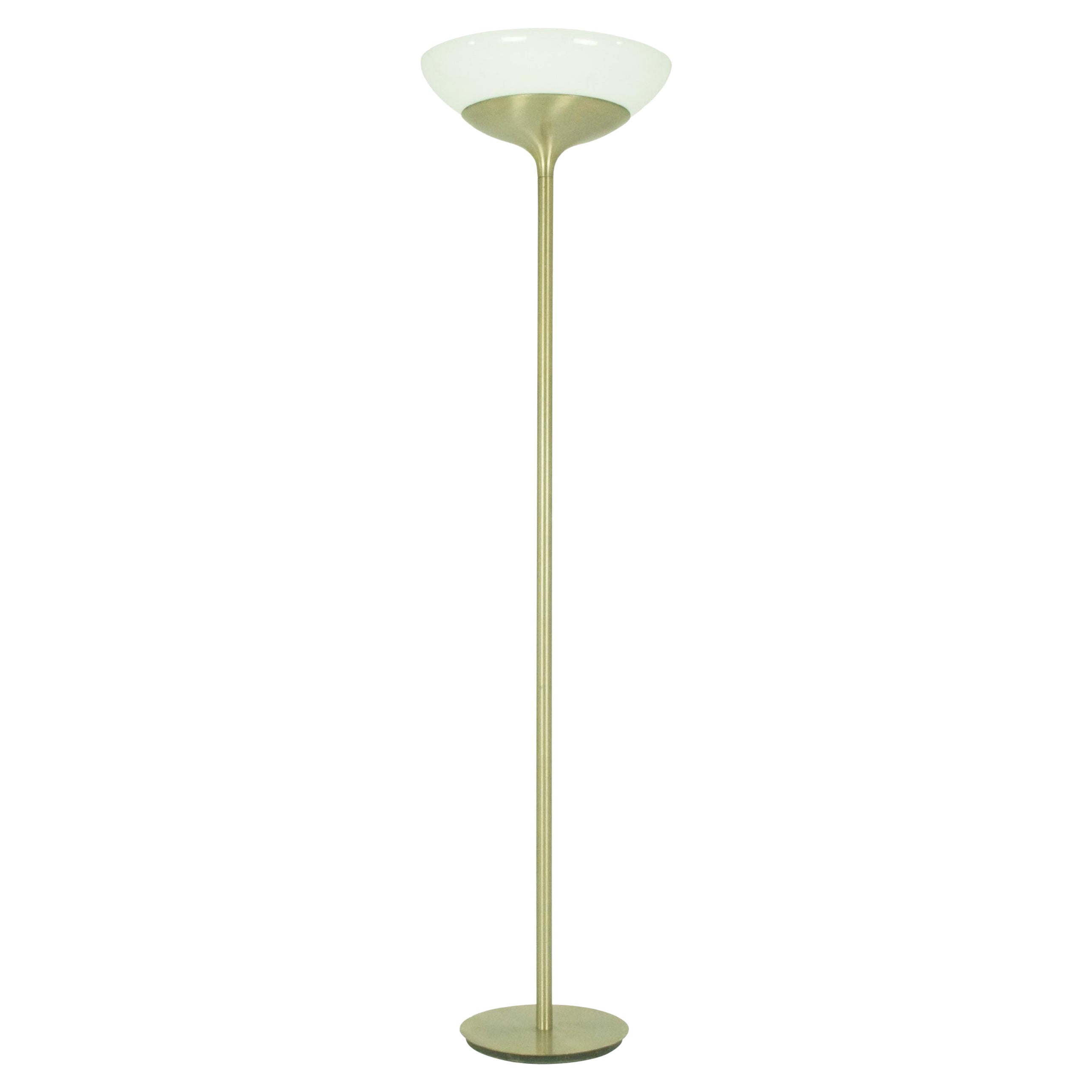 Artemide Nickeled Metal & Opaline Glass Aminta Floor Lamp by E. G. Schweinberger For Sale