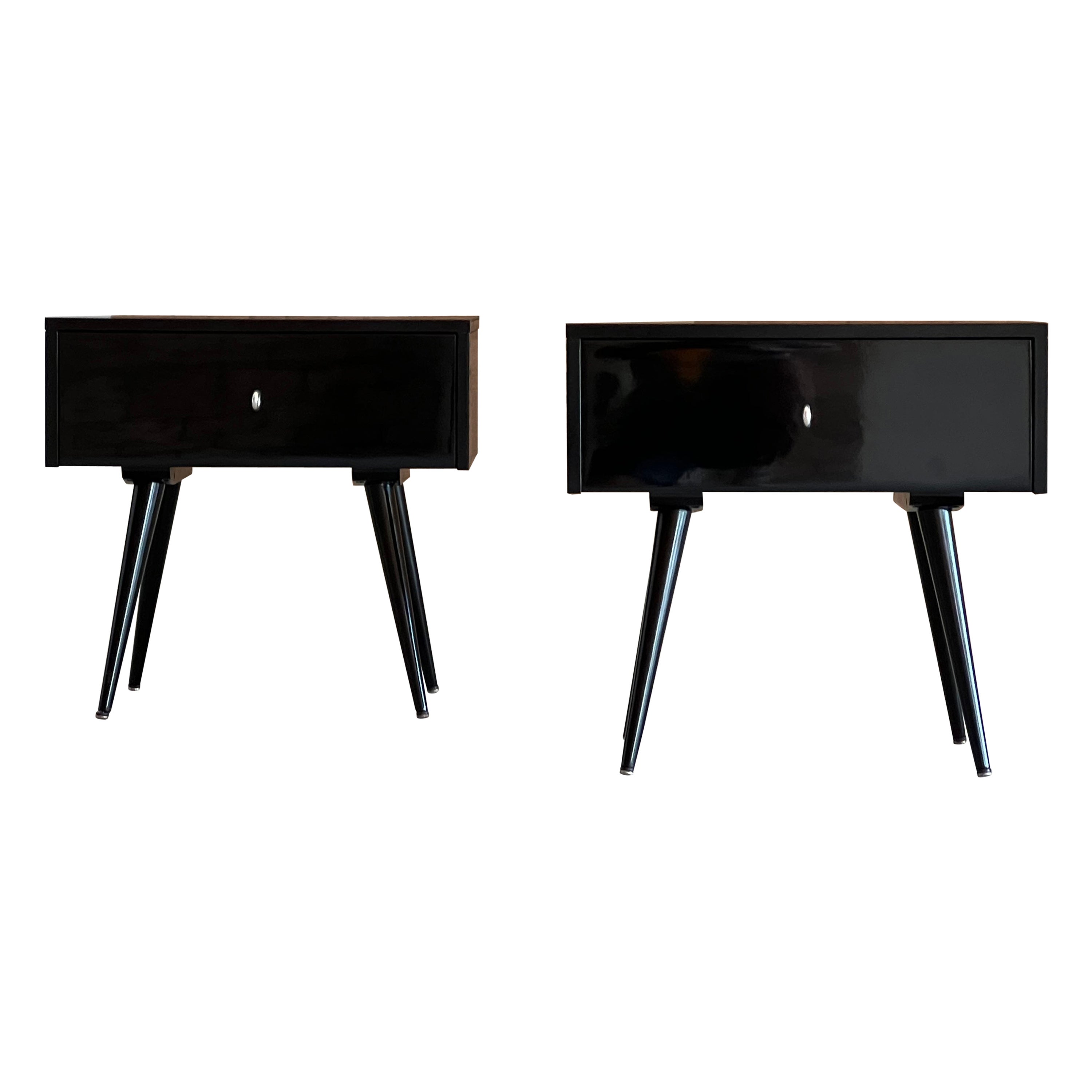 Pair of Vintage ‘Planner Group’ Paul McCobb Nightstands - Black Lacquer 