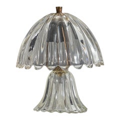 Italian Designer, Table Lamp, Glass, Brass, Italy, 1950s