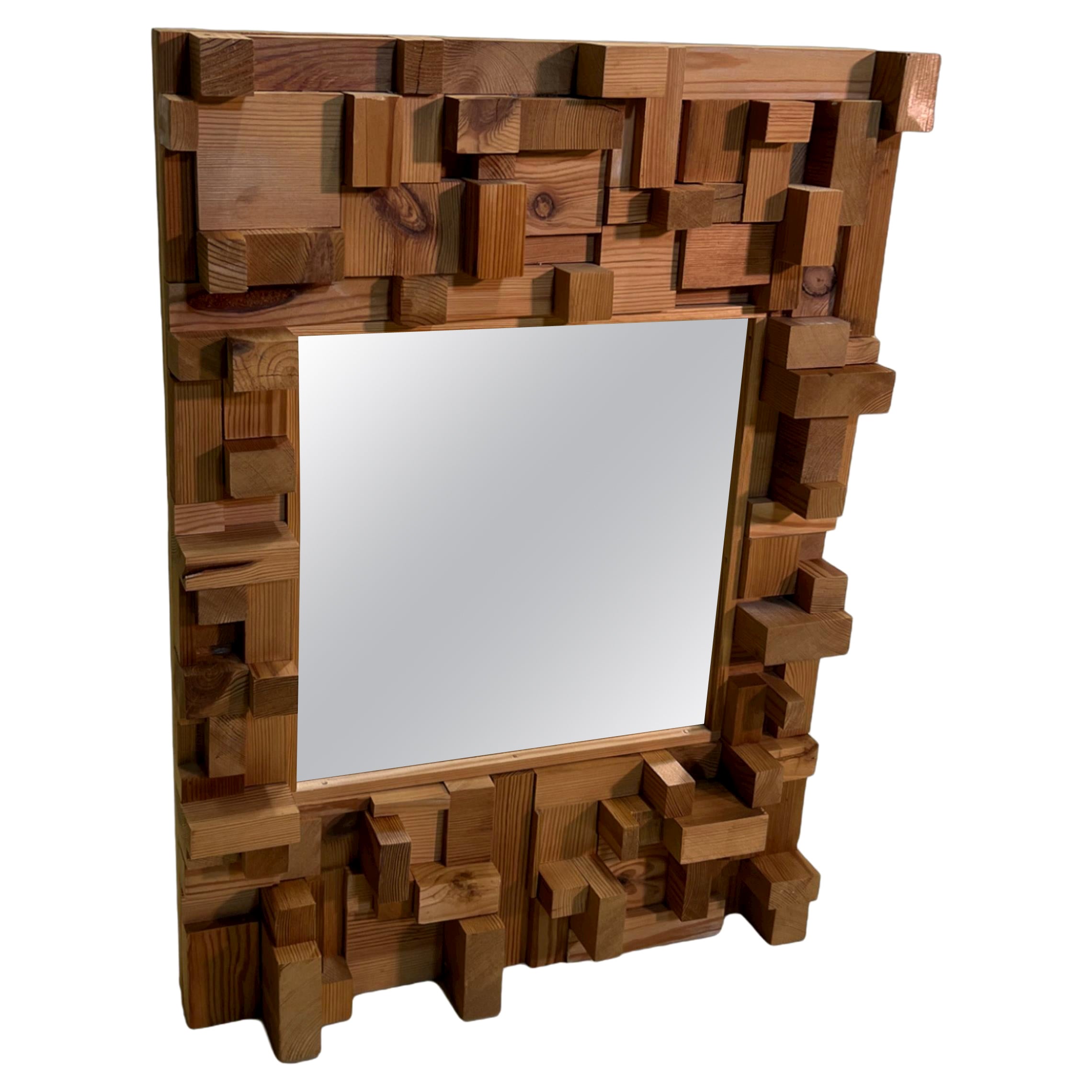 Geometric Frame Block Mirror For Sale