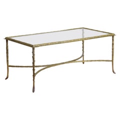 French Neoclassical Style Brass & Glass Coffee Table, 1st Half 20th Century