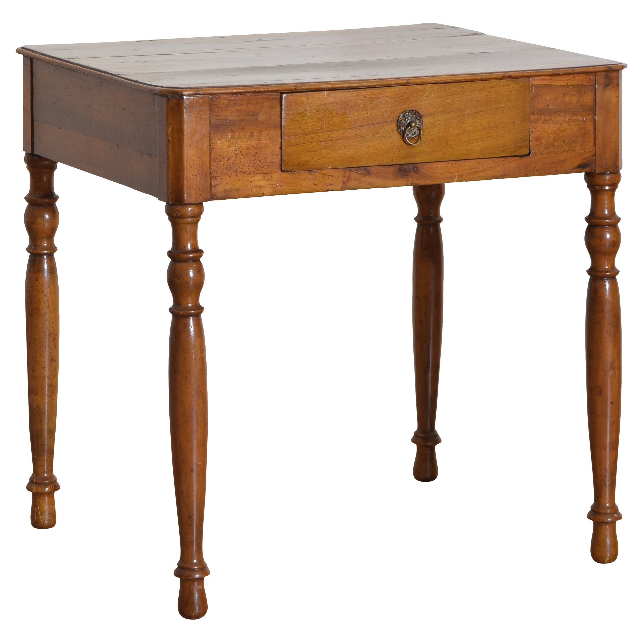Italian, Tuscany, Light Walnut 1-Drawer Side Table, 2nd quarter 19th century