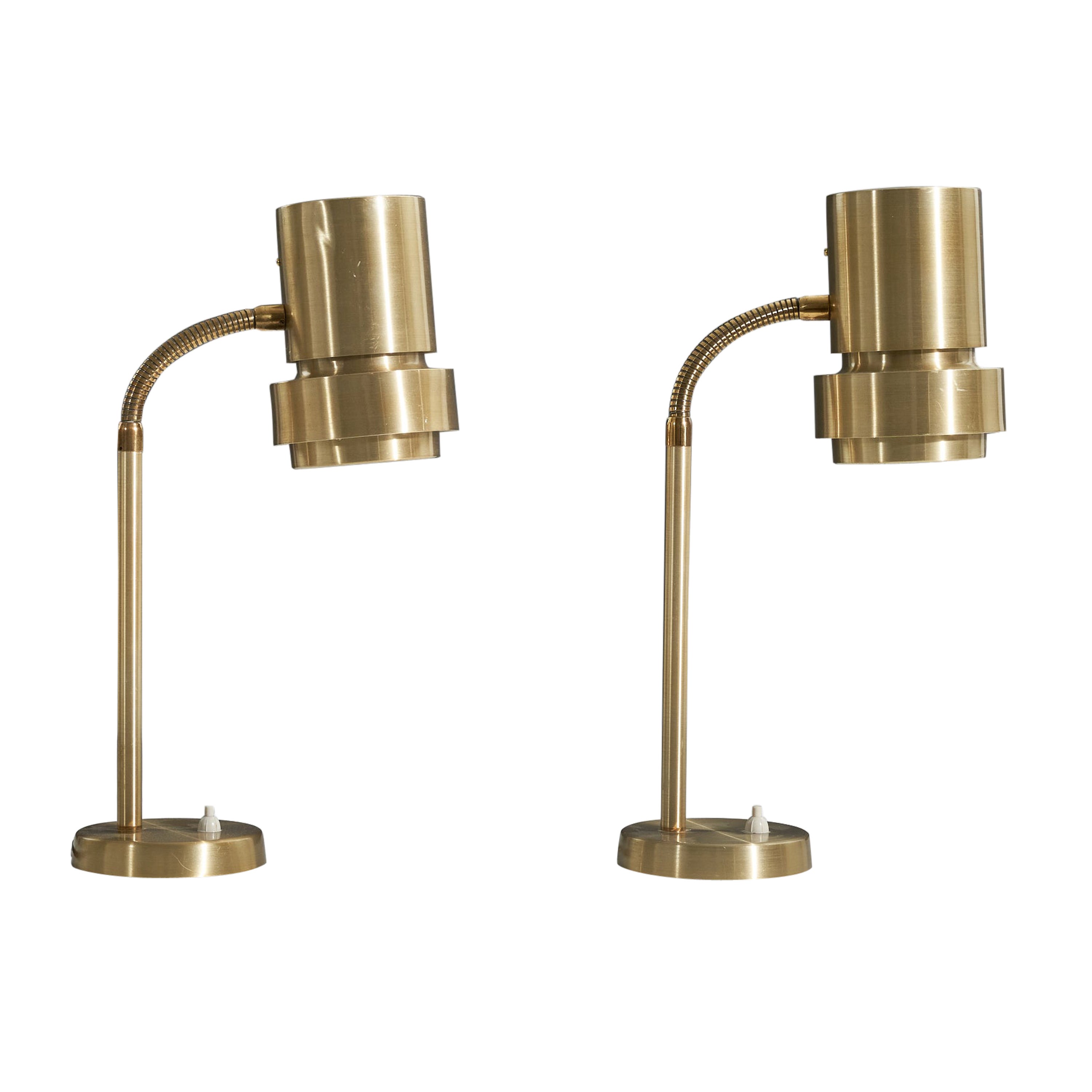 Tr&Co, Table Lamps, Brass, Norway, 1960s