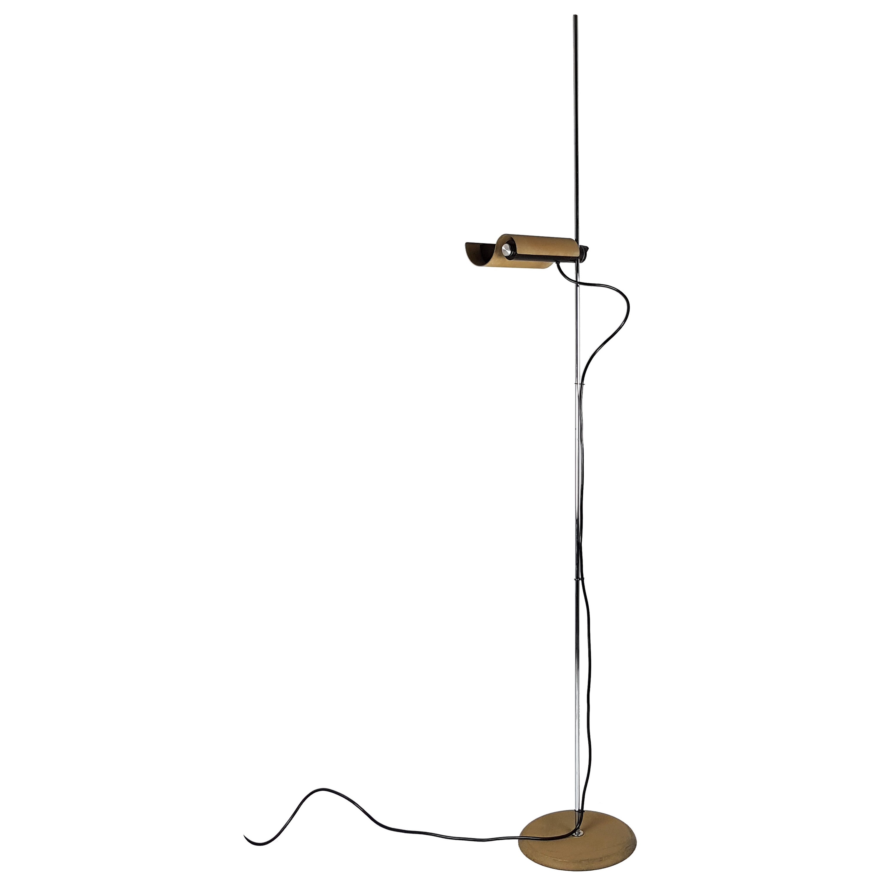 Chrome Plated & Tobacco Metal 333 DIM Floor Lamp by Magistretti for Oluce, 1975 For Sale