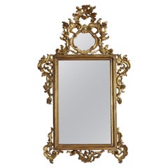 Italian Louis XIV Period Large Carved Giltwood Mirror, Early 18th Century