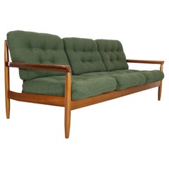 Teak & Newly Reupholstered Green 3 Seater Sofa, 1960 Denmark
