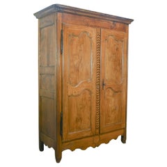 Antique 18th Century French Parquetry Inlaid Chestnut Armoire