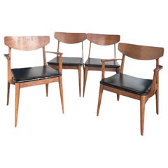 Vintage Mid-Century Modern Walnut and Oak Dining Chair Set