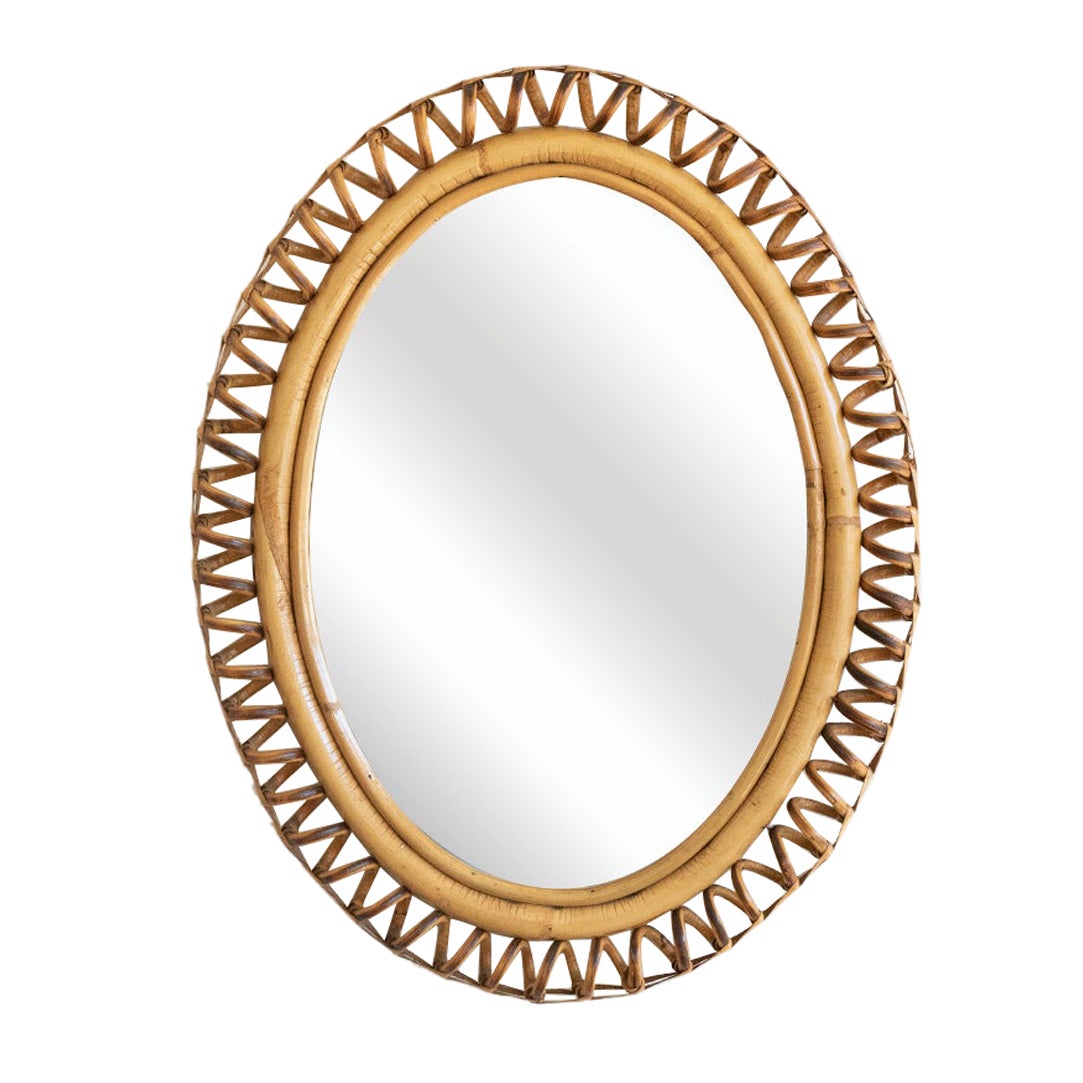 Italian Spiral Rattan Mirror