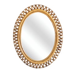 Italian Spiral Rattan Mirror