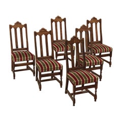 Set of 6 Antique Country French Upholstered Dining Chairs