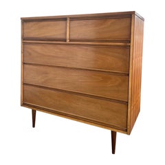 Vintage Mid-Century Modern Dresser Dovetailed Drawers Walnut