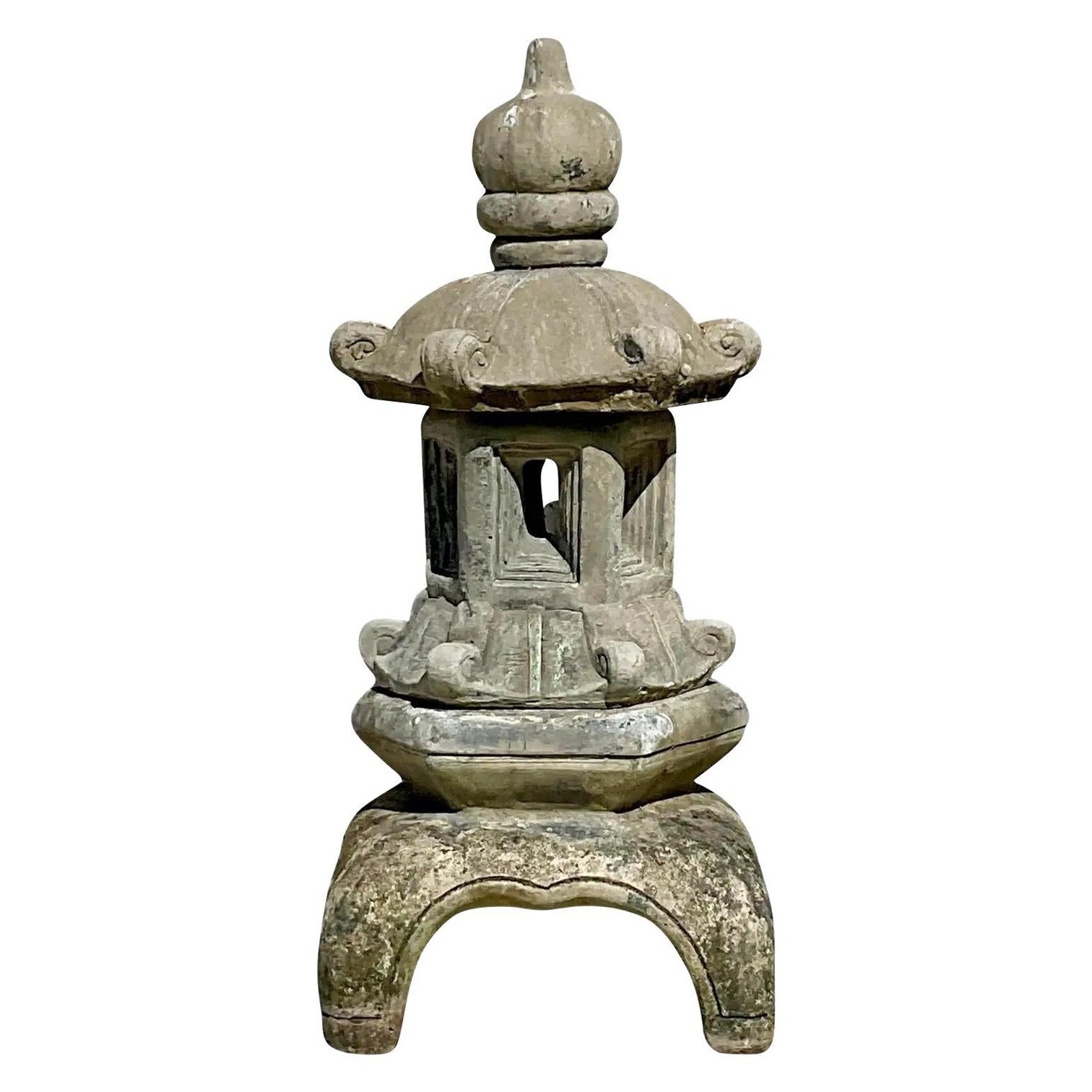 Vintage Asian Cast Cement Stacked Pagoda For Sale