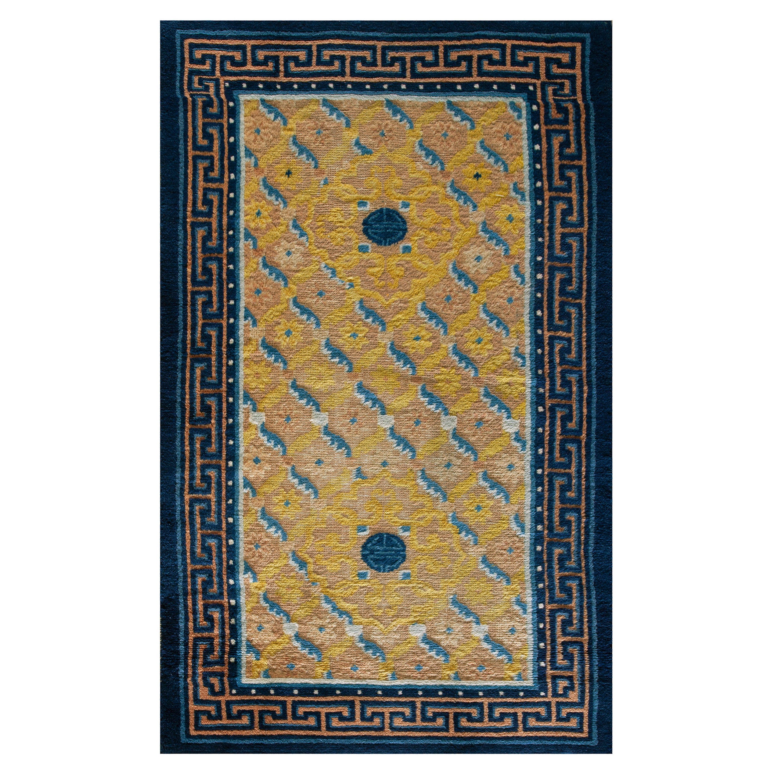 Mid 19th Century Chinese Ningxia Carpet ( 2'9" x 4'8" - 83 x 142 cm ) For Sale