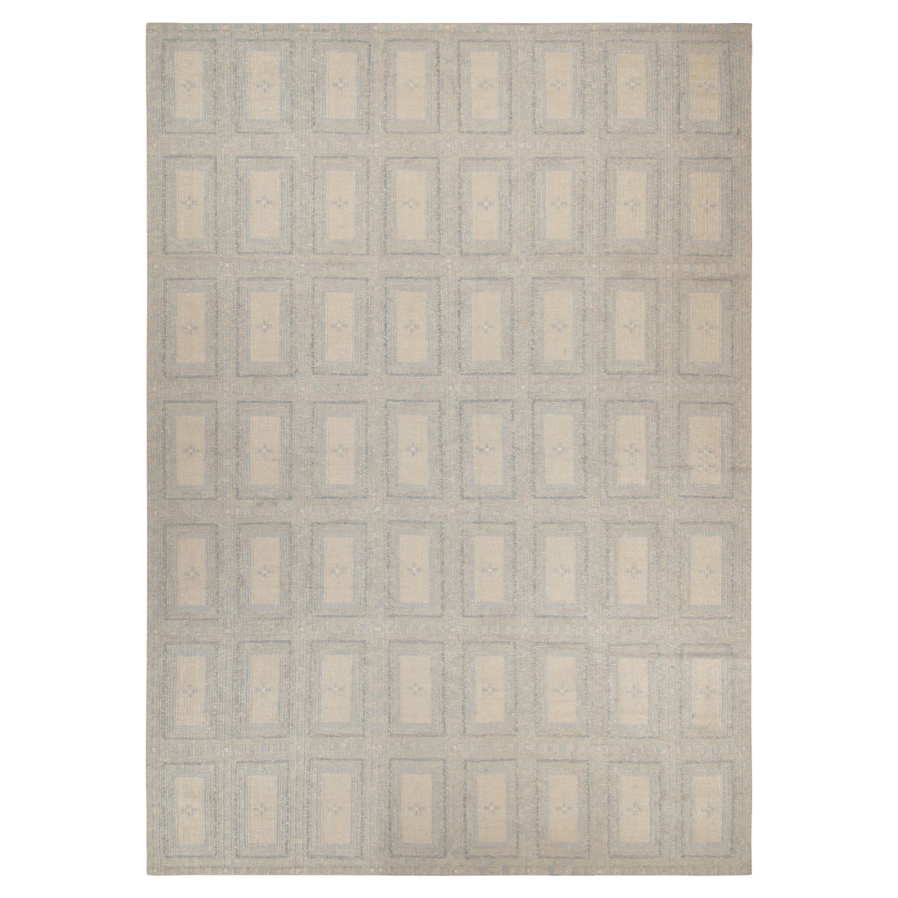 Rug and Kilim’s Scandinavian Style Custom Rug in Blue and Silver ...