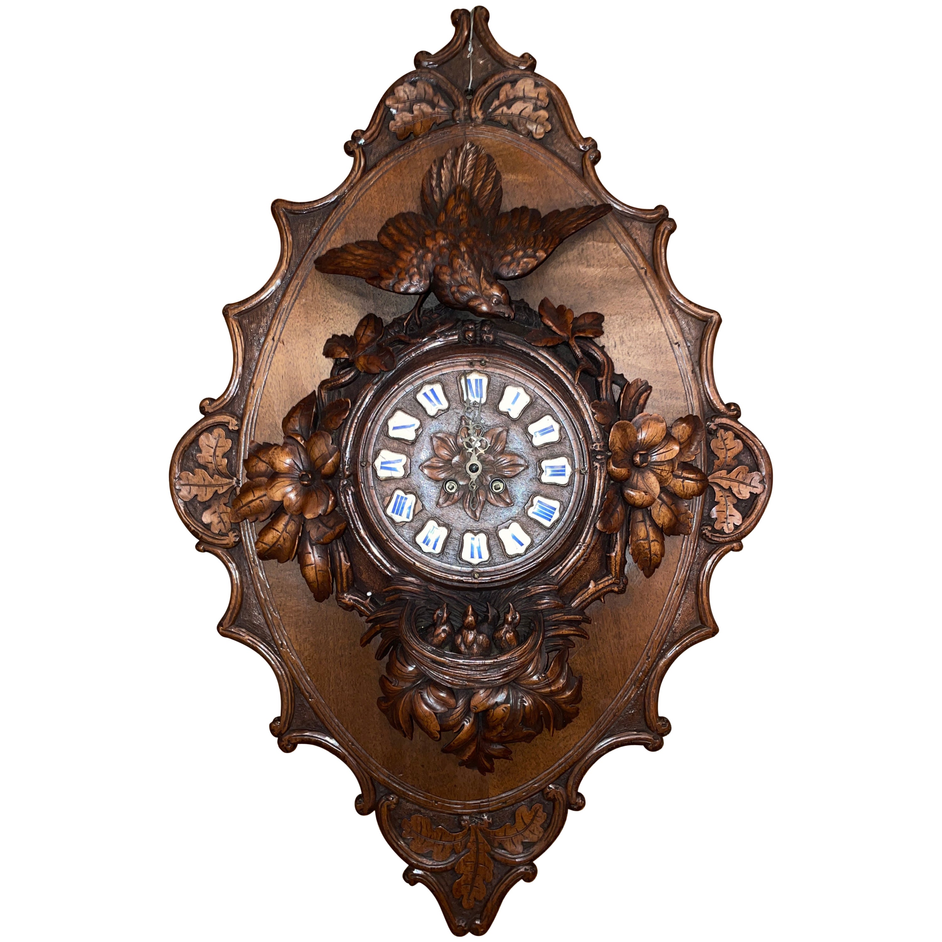 Antique German Black Forest Wall Clock, Circa 1880. For Sale