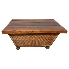 French Pantry Board and Basket Coffee Table Ca. 1970s